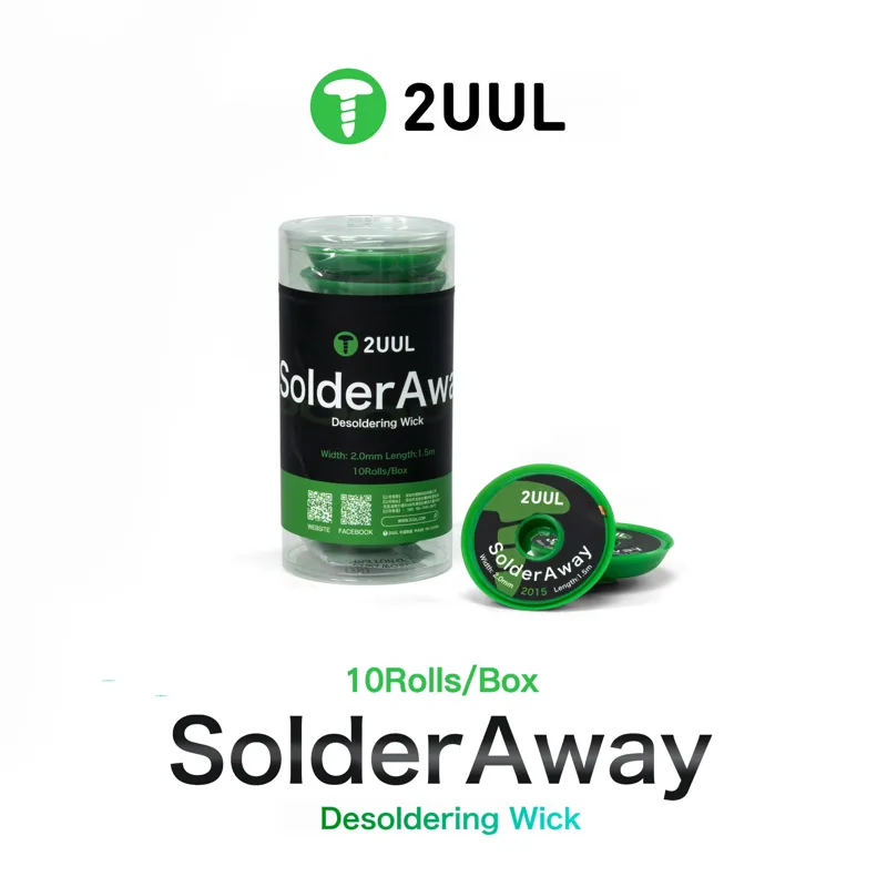 فتيلة إزالة اللحام 2UUL SolderAway مقاس 2.0 مم طول 1.5 متر 10 لفات