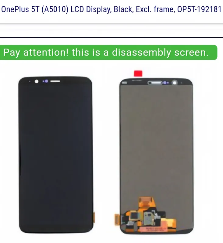 شاشة ون بلس 5T A5010 LCD لون أسود بدون إطار